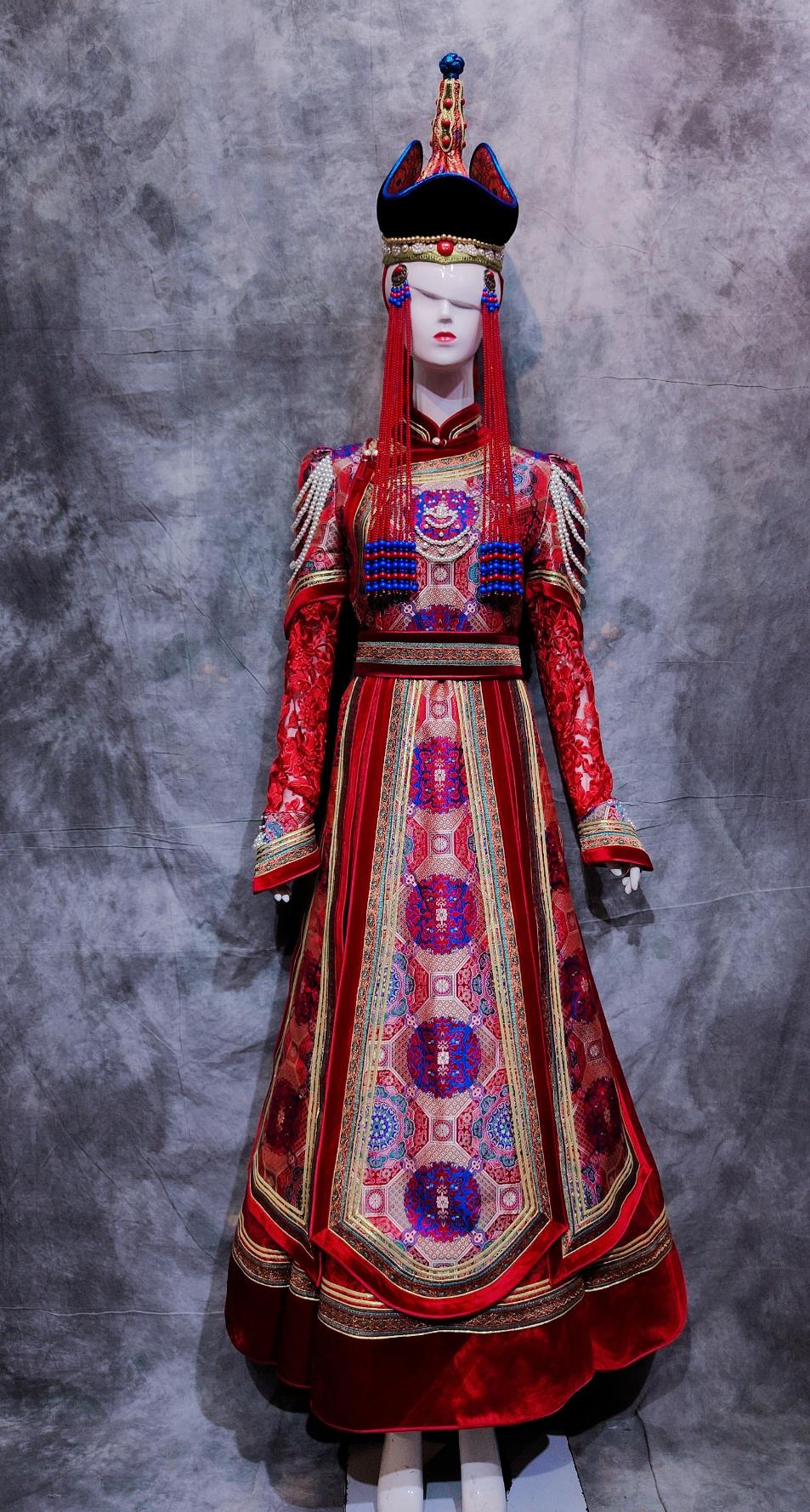 Traditional Wedding Dress Chinese Mongolian Ethnic Festival Costume China Mongol National Minority Woman Red Clothing
