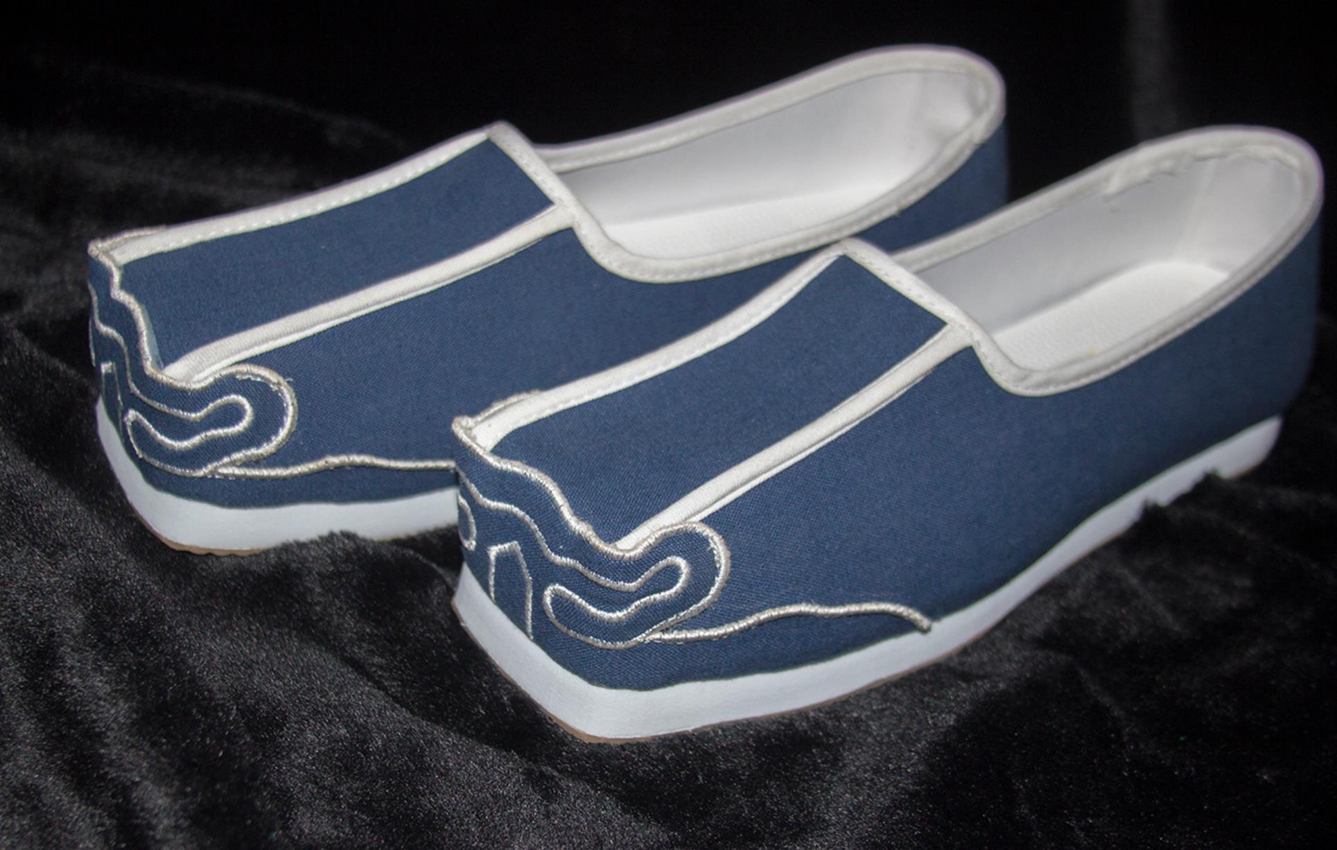 Traditional Male Hanfu Shoes Ancient Chinese Scholar Shoes China Ming Dynasty Blue Square Shoes