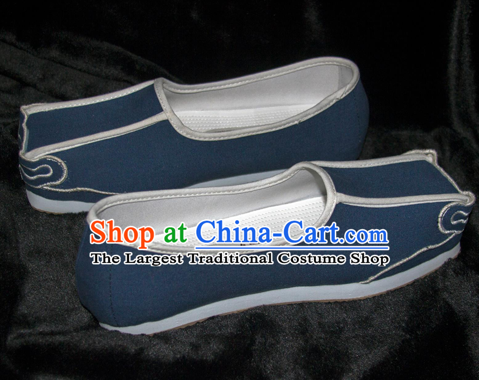 Traditional Male Hanfu Shoes Ancient Chinese Scholar Shoes China Ming Dynasty Blue Square Shoes