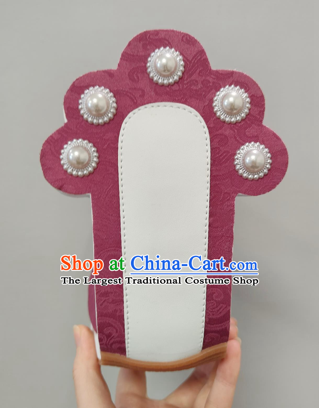 Handmade China Tang Dynasty Dengyun Shoes Traditional Hanfu Stage Show Shoes Ancient Chinese Empress Amaranth Shoes
