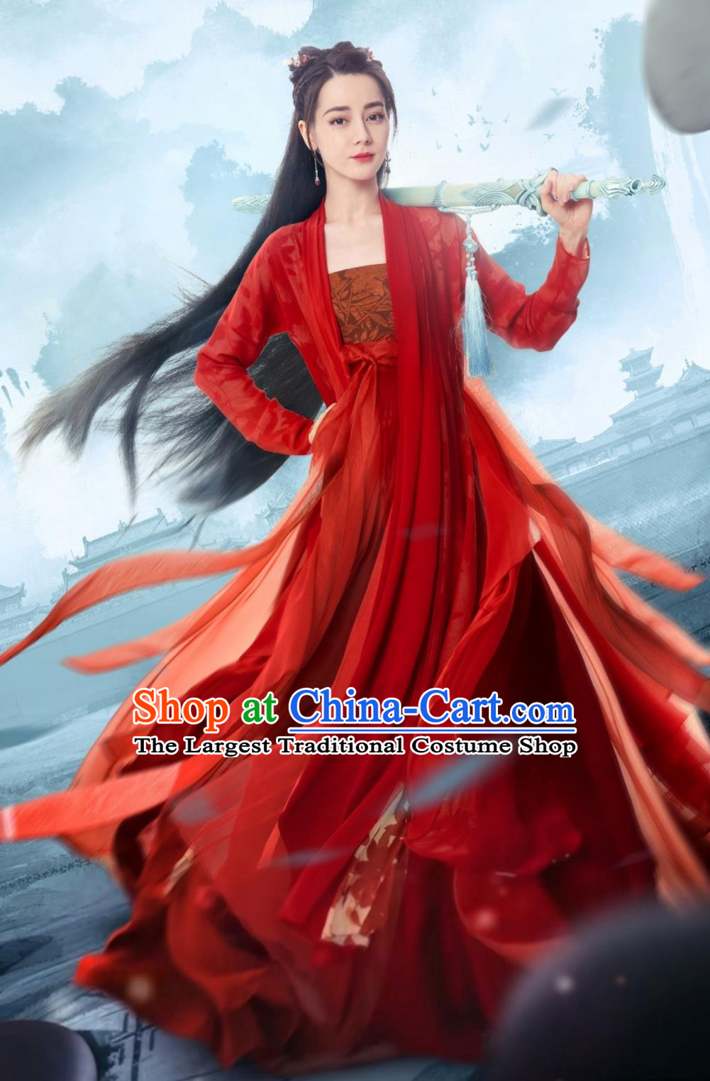 Ancient China Swordswoman Clothing Traditional Hanfu TV Series The Legend of An Le Princess Ren An Le Red Dress