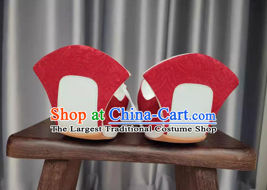 Handmade China Jin Dynasty Woman Shoes Traditional Hanfu Show Shoes Ancient Chinese Princess Red Shoes