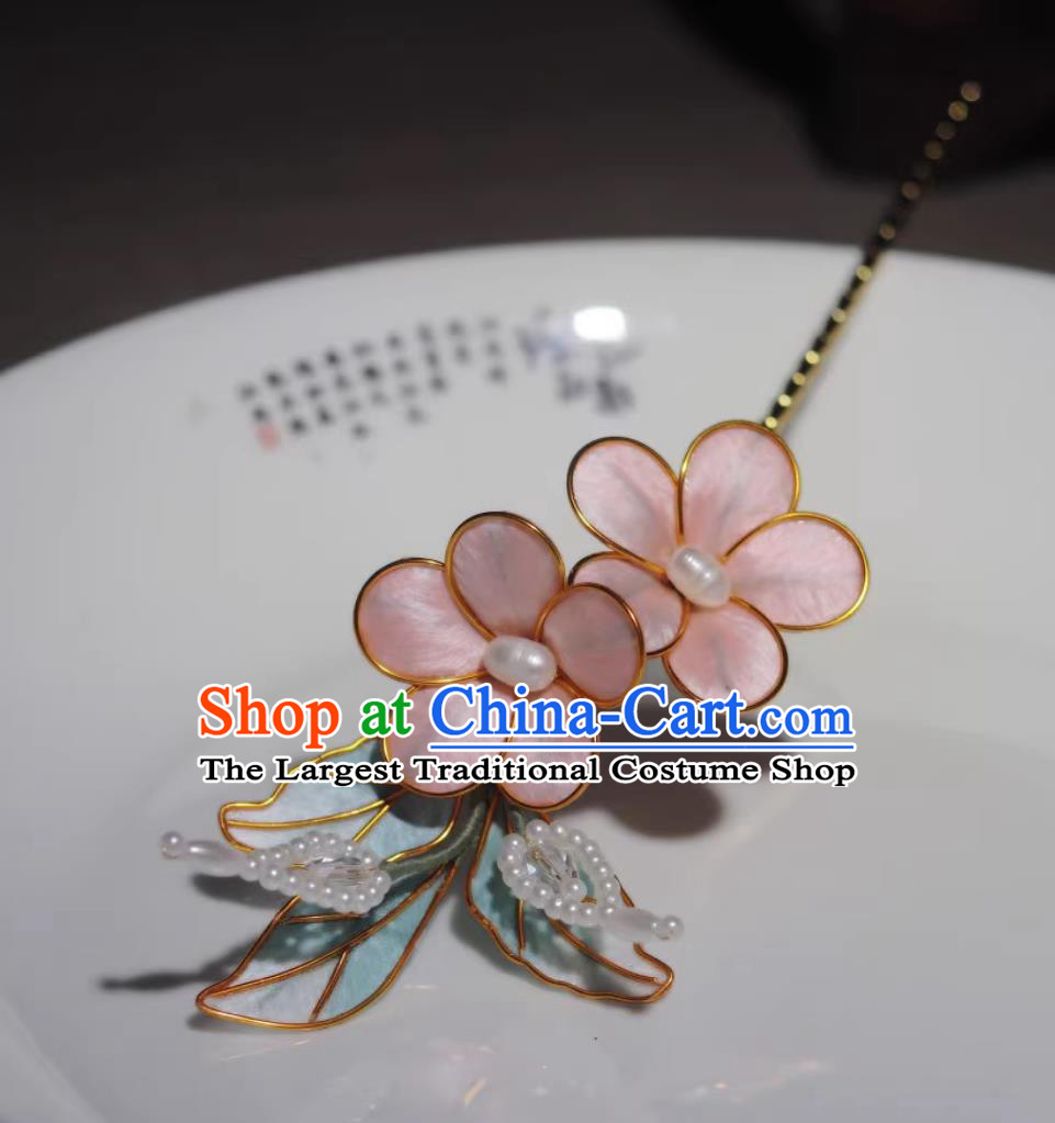 Handmade China Ming Dynasty Silk Plum Blossom Hair Clip Traditional Hanfu Hair Jewelry Ancient Chinese Princess Hairpin