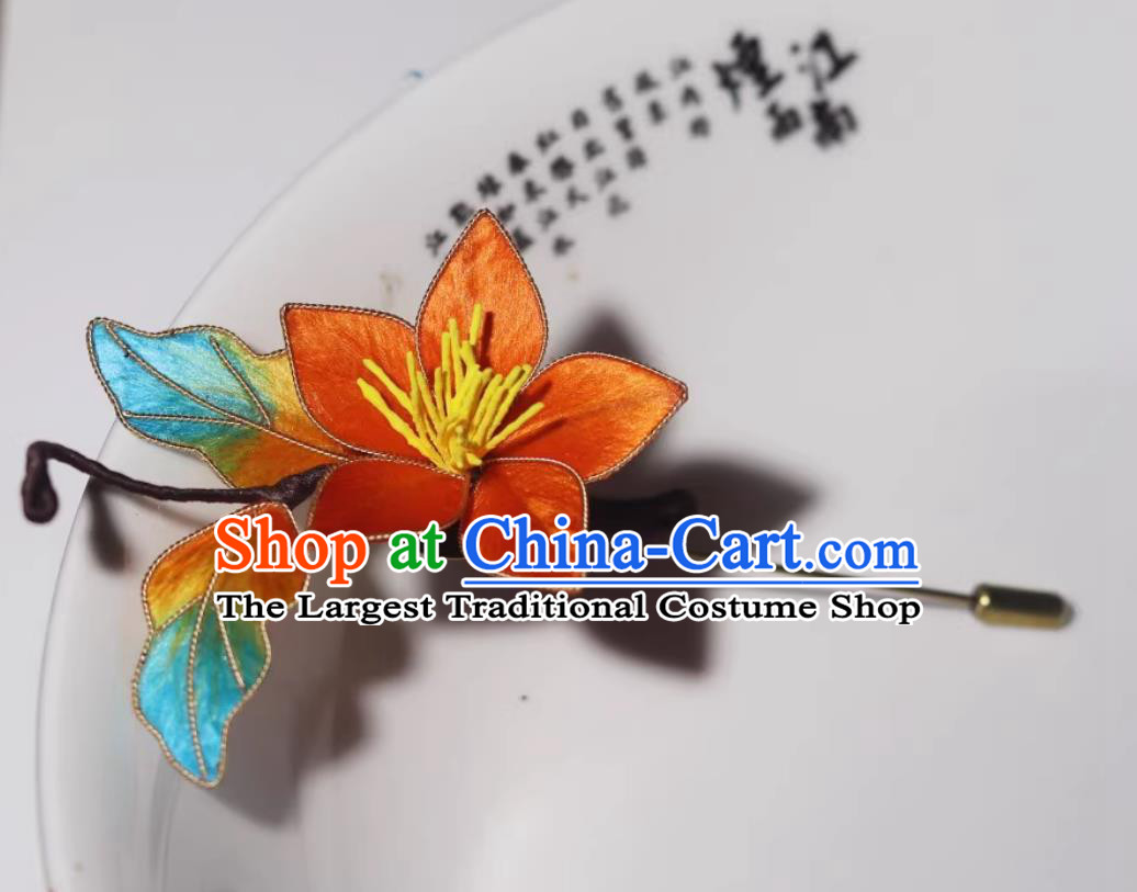 Traditional Intangible Heritage Artwork Handmade Hanfu Jewelry Chinese Cheongsam Brooch China Classical Silk Peach Blossom Corsage