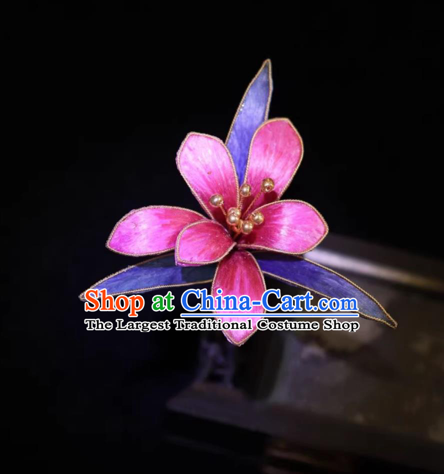 Chinese Cheongsam Brooch China Classical Rosy Silk Orchid Corsage Traditional Intangible Heritage Artwork Handmade Hanfu Jewelry