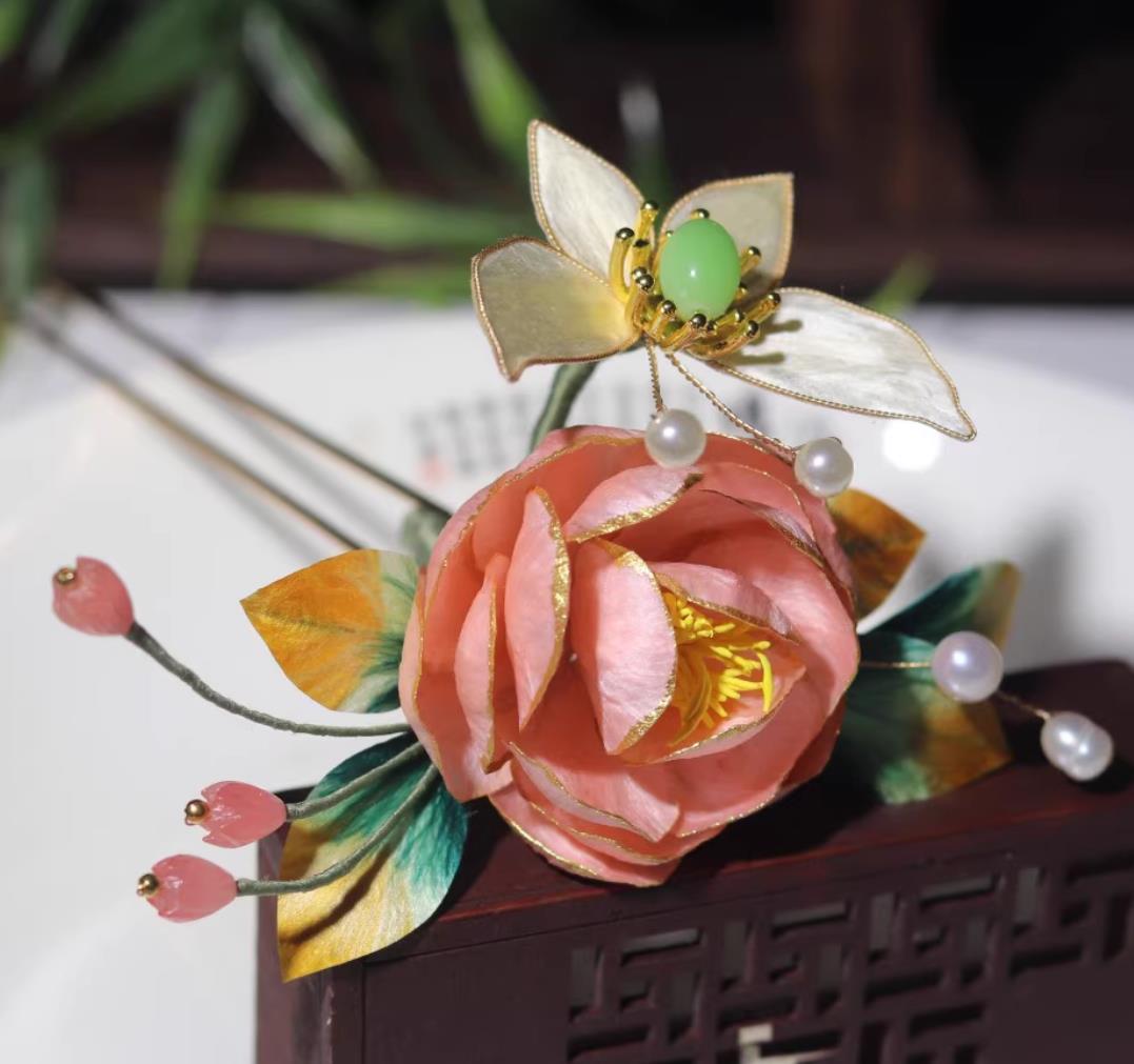Handmade Hair Jewelry Chinese Cheongsam Silk Butterfly Hair Clip China Hanfu Hairpin Traditional Intangible Heritage Artwork