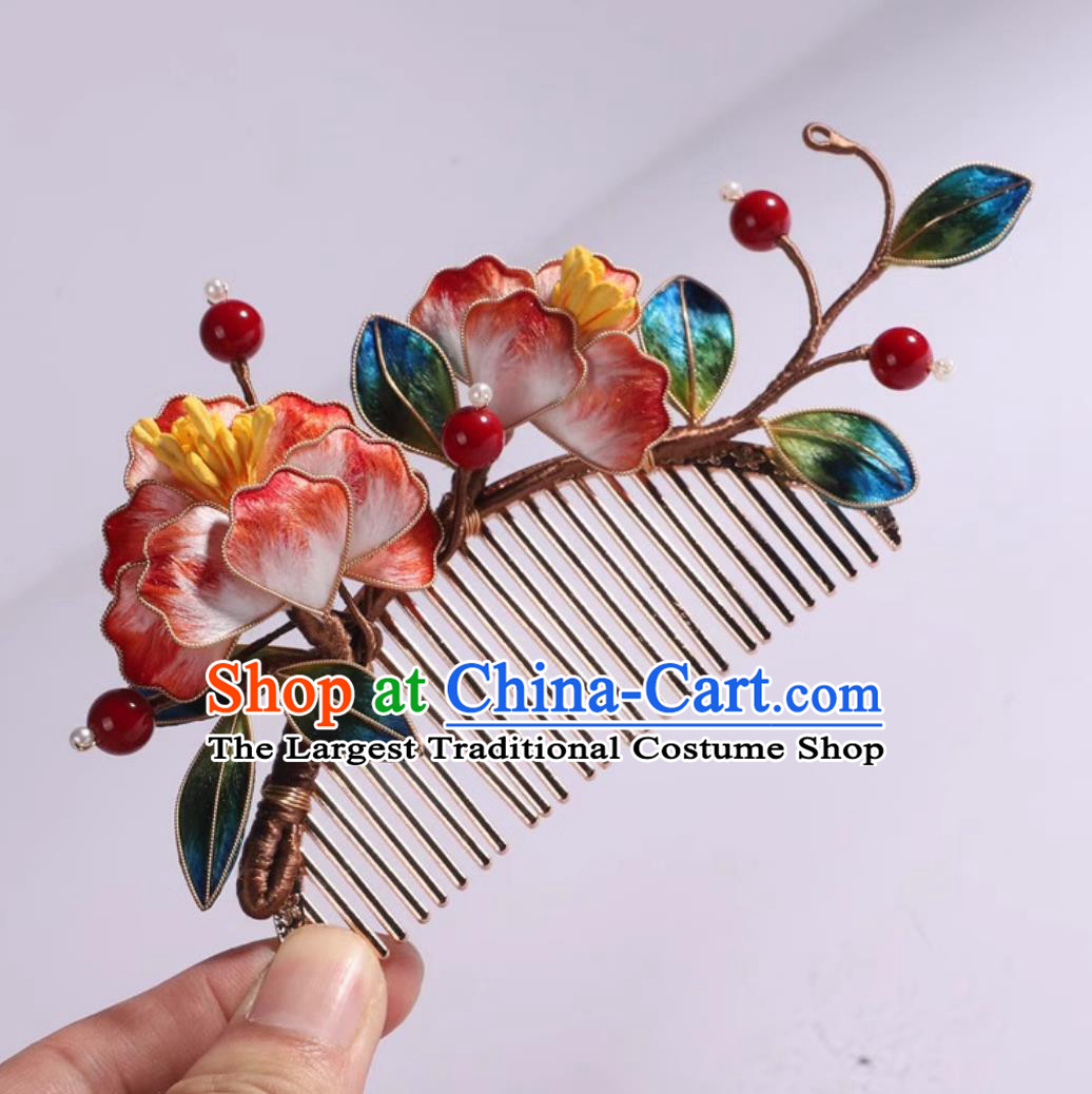 Ancient Chinese Empress Hairpin Handmade China Qing Dynasty Silk Peony Hair Comb Traditional Hanfu Hair Jewelry