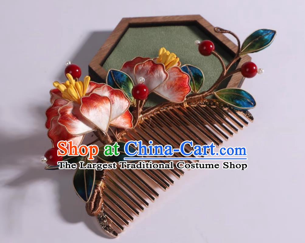 Ancient Chinese Empress Hairpin Handmade China Qing Dynasty Silk Peony Hair Comb Traditional Hanfu Hair Jewelry