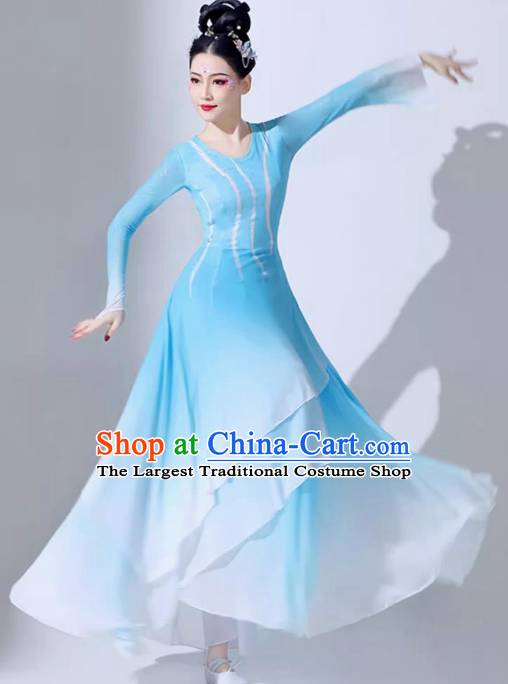 Taoli Cup Dance Competition Fan Dance Blue Dress Women Group Stage Performance Clothing Chinese Classical Dance Costume