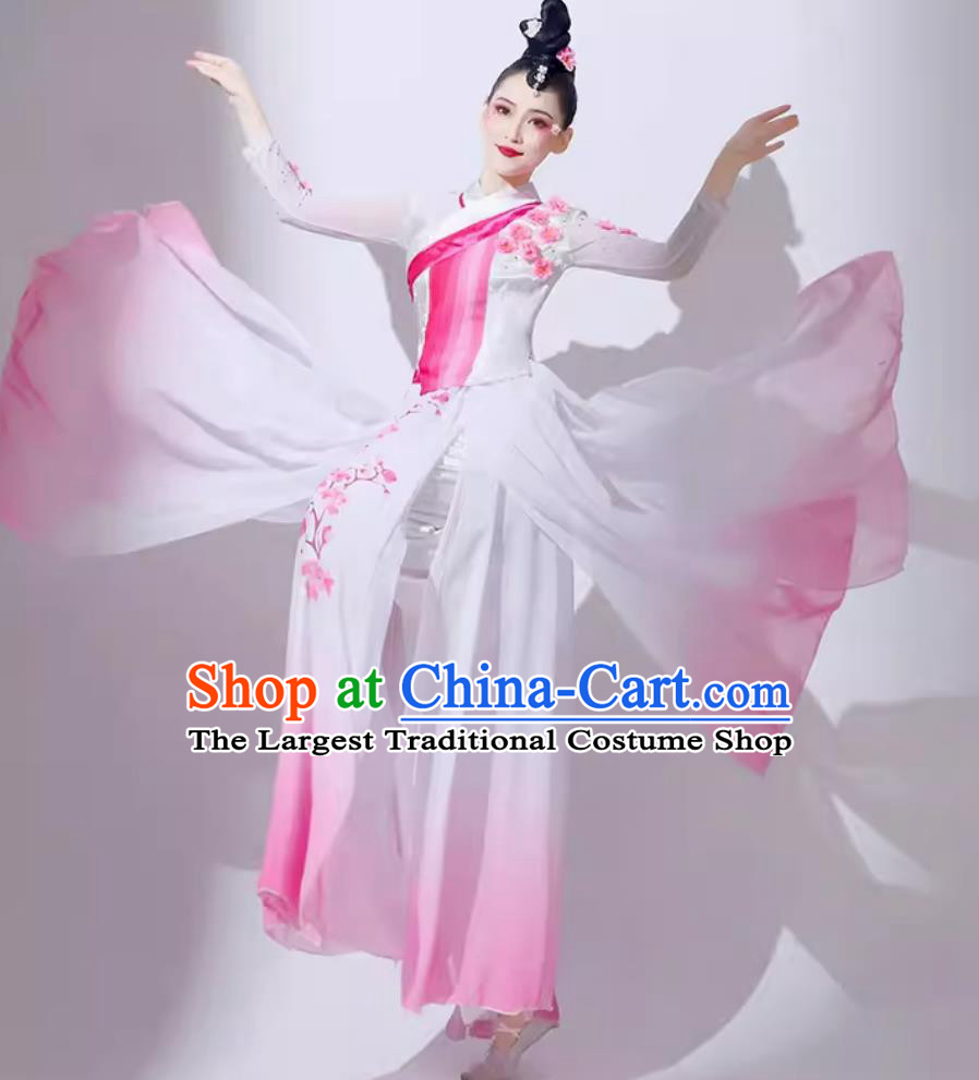 Chinese Classical Dance Costume Traditional Umbrella Dance Pink Outfit Women Group Performance Clothing