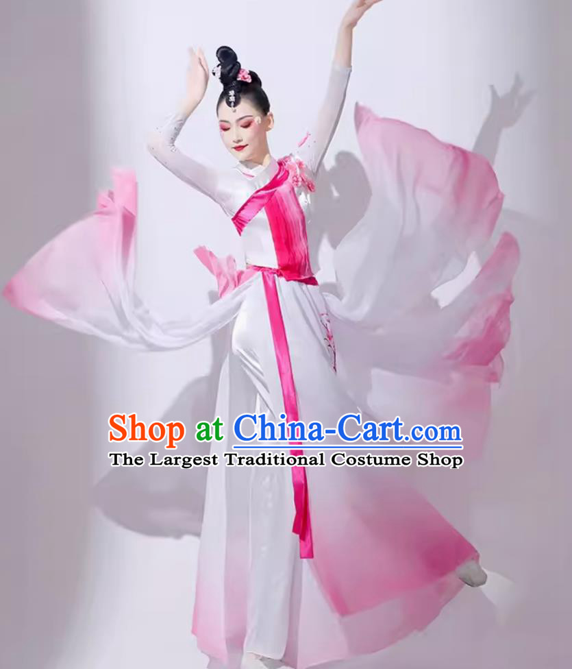 Chinese Classical Dance Costume Traditional Umbrella Dance Pink Outfit Women Group Performance Clothing