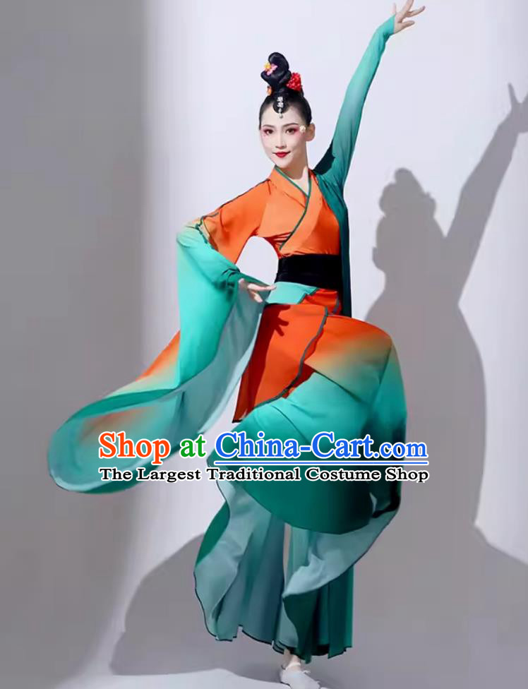 Women Group Performance Clothing Chinese Classical Dance Costume Traditional Qu Yuan Song Water Sleeve Dress