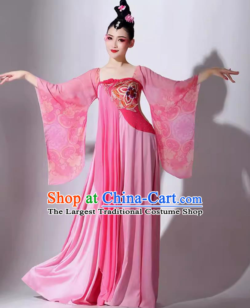Traditional Hanfu Dance Pink Dress Women Group Performance Clothing Chinese Classical Dance Costume