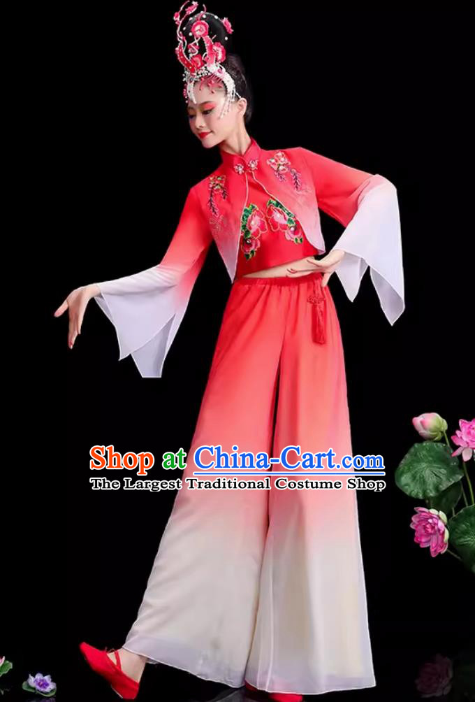 Chinese Folk Dance Costume Traditional Jiaozhou Yangko Dance Red Outfit Women Group Performance Clothing