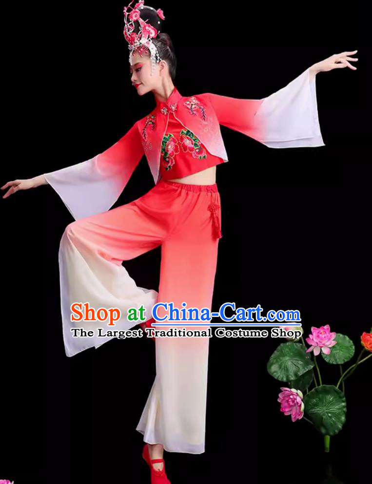 Chinese Folk Dance Costume Traditional Jiaozhou Yangko Dance Red Outfit Women Group Performance Clothing