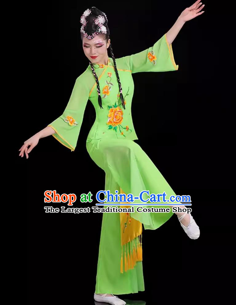 Boudoir Dream Women Group Performance Clothing Chinese Classical Dance Costume Traditional Fan Dance Green Outfit