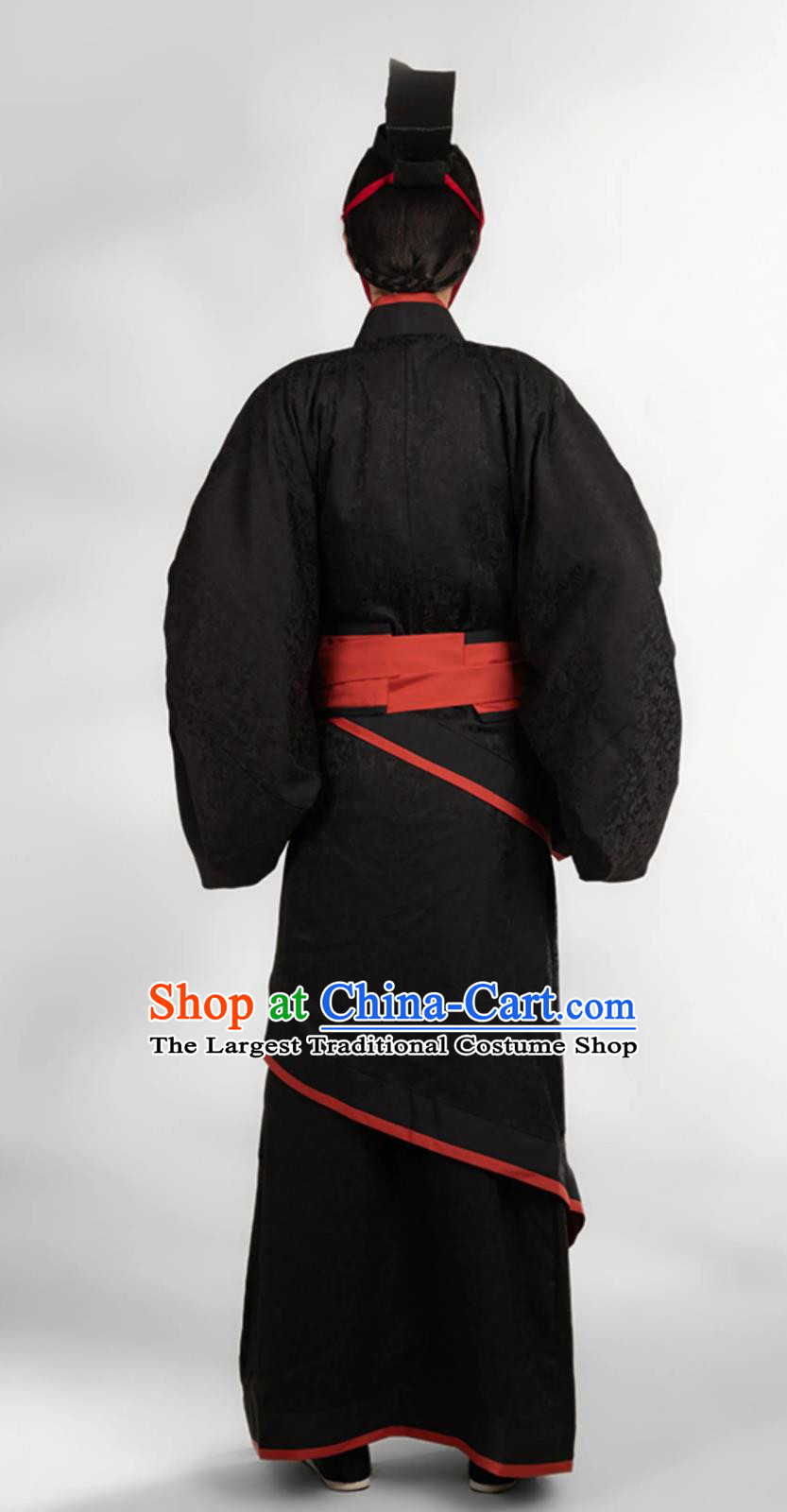 Ancient China Scholar Clothing Traditional Hanfu Black Warring States Robe Chinese Han Dynasty Childe Costume