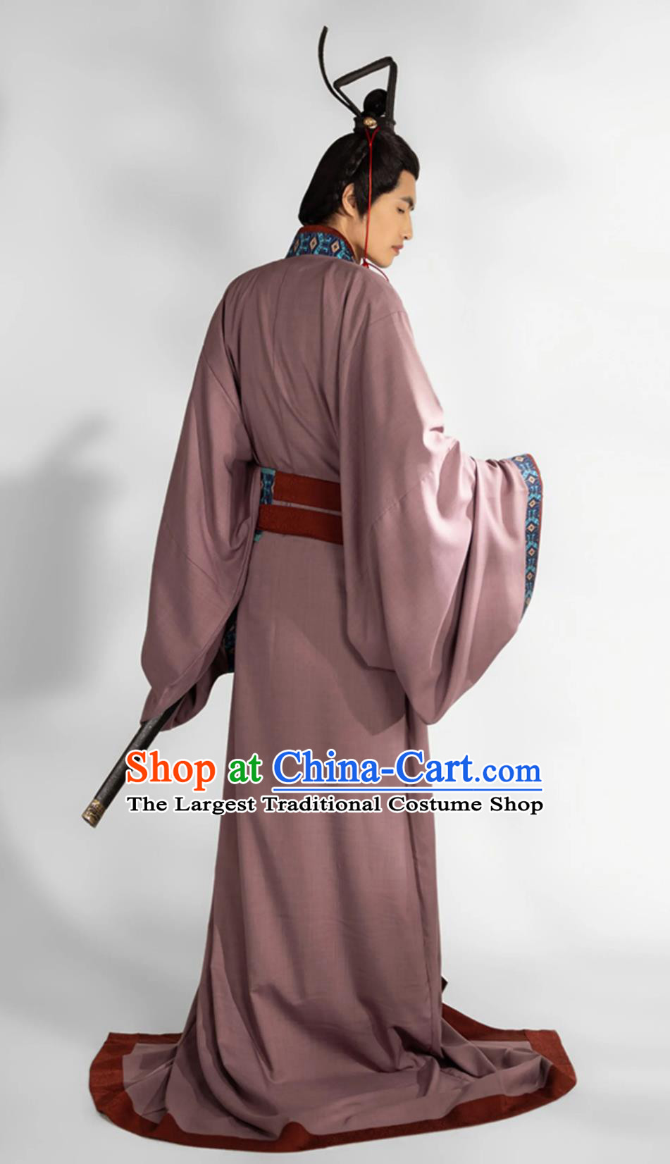 Chinese Qin Dynasty Royal Prince Costume Ancient China Swordsman Clothing Traditional Hanfu Purple Warring States Robe