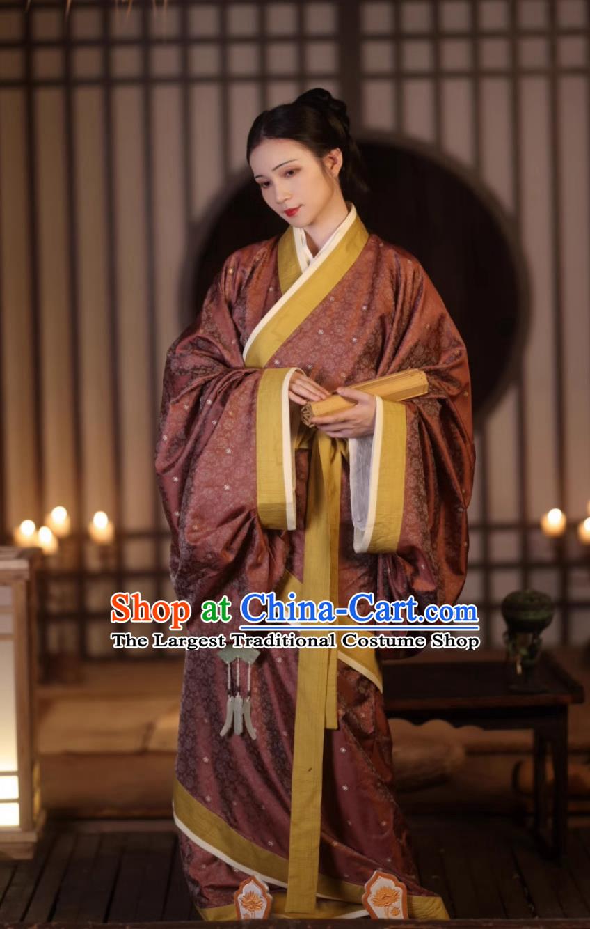 Ancient China Court Woman Clothing Traditional Hanfu Curving Front Robe Chinese Qin Dynasty Empress Costume