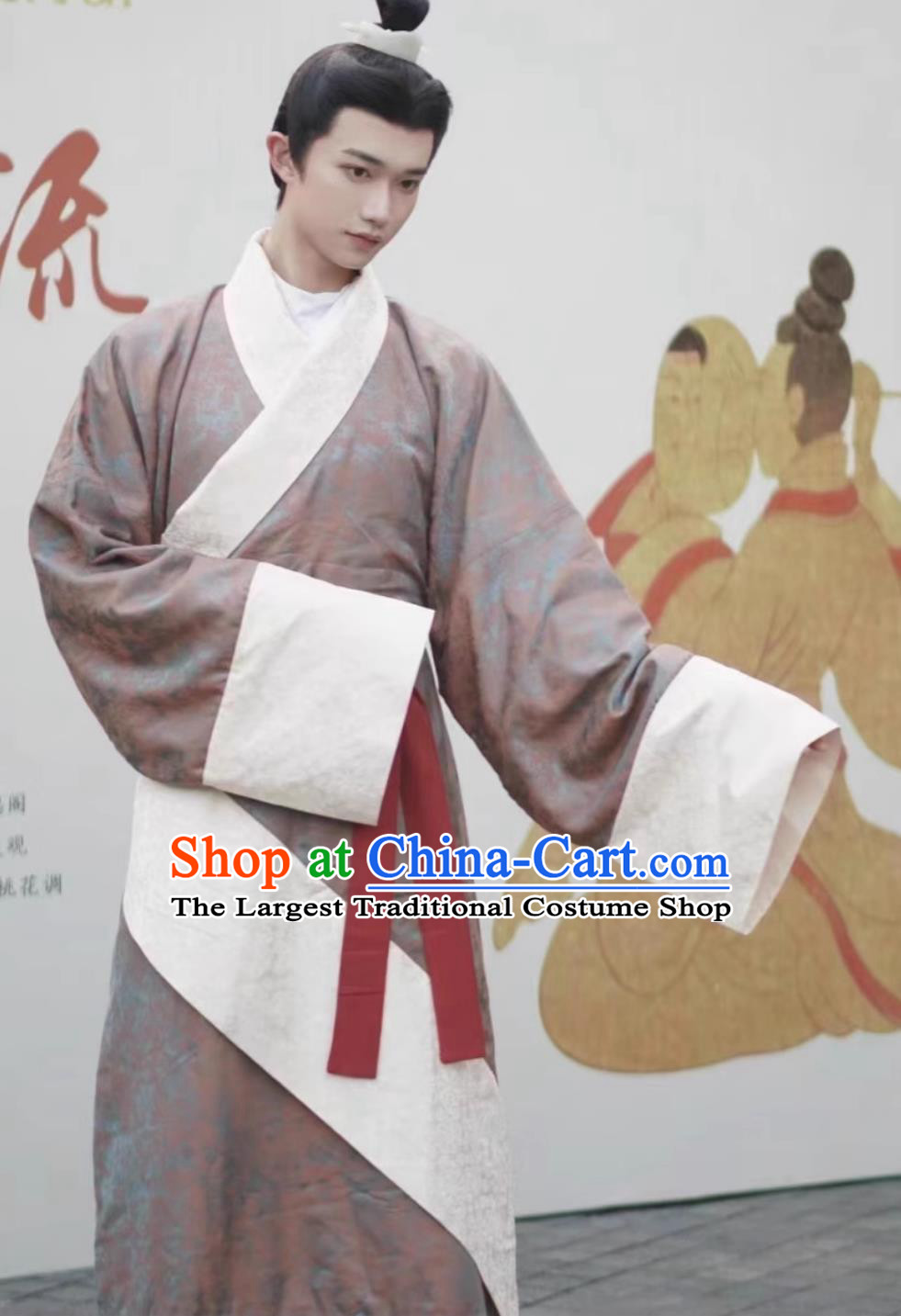Chinese Qin Dynasty Royal Prince Costume Ancient China Scholar Clothing Traditional Hanfu Curving Front Robe