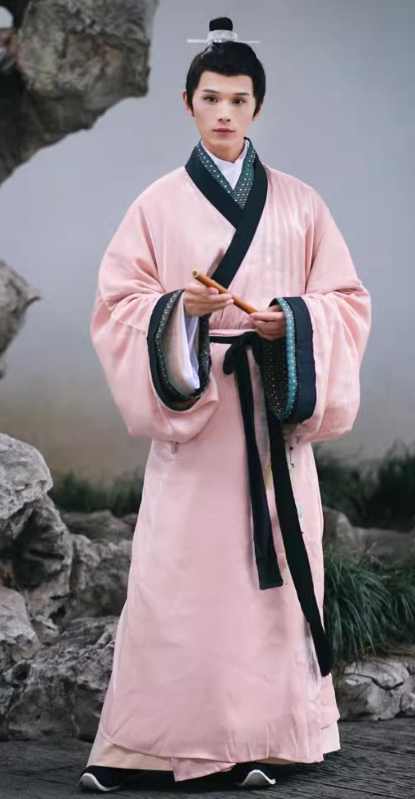 Chinese Travel Photography Costume Traditional Hanfu Qin Dynasty Pink Robe Ancient China Scholar Clothing