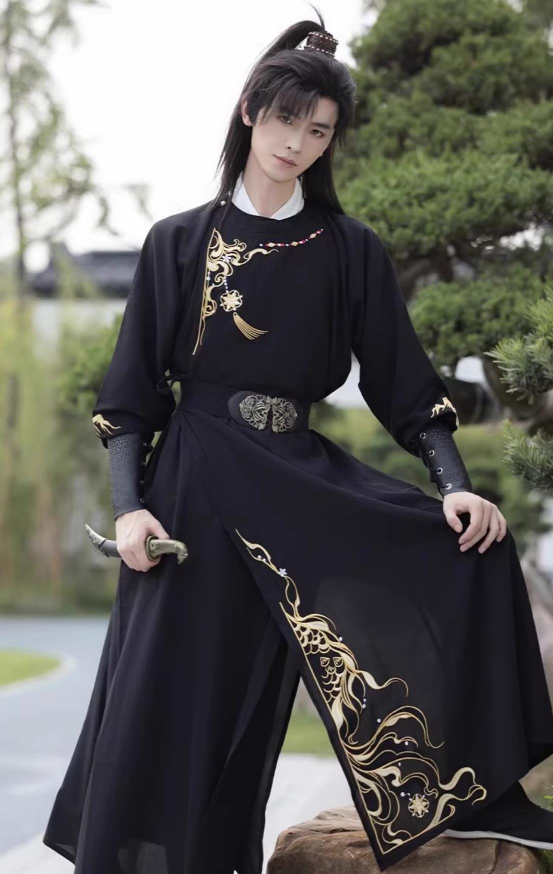 Ancient China Swordsman Clothing Chinese Travel Photography Costume Traditional Hanfu Young Hero Black Outfit
