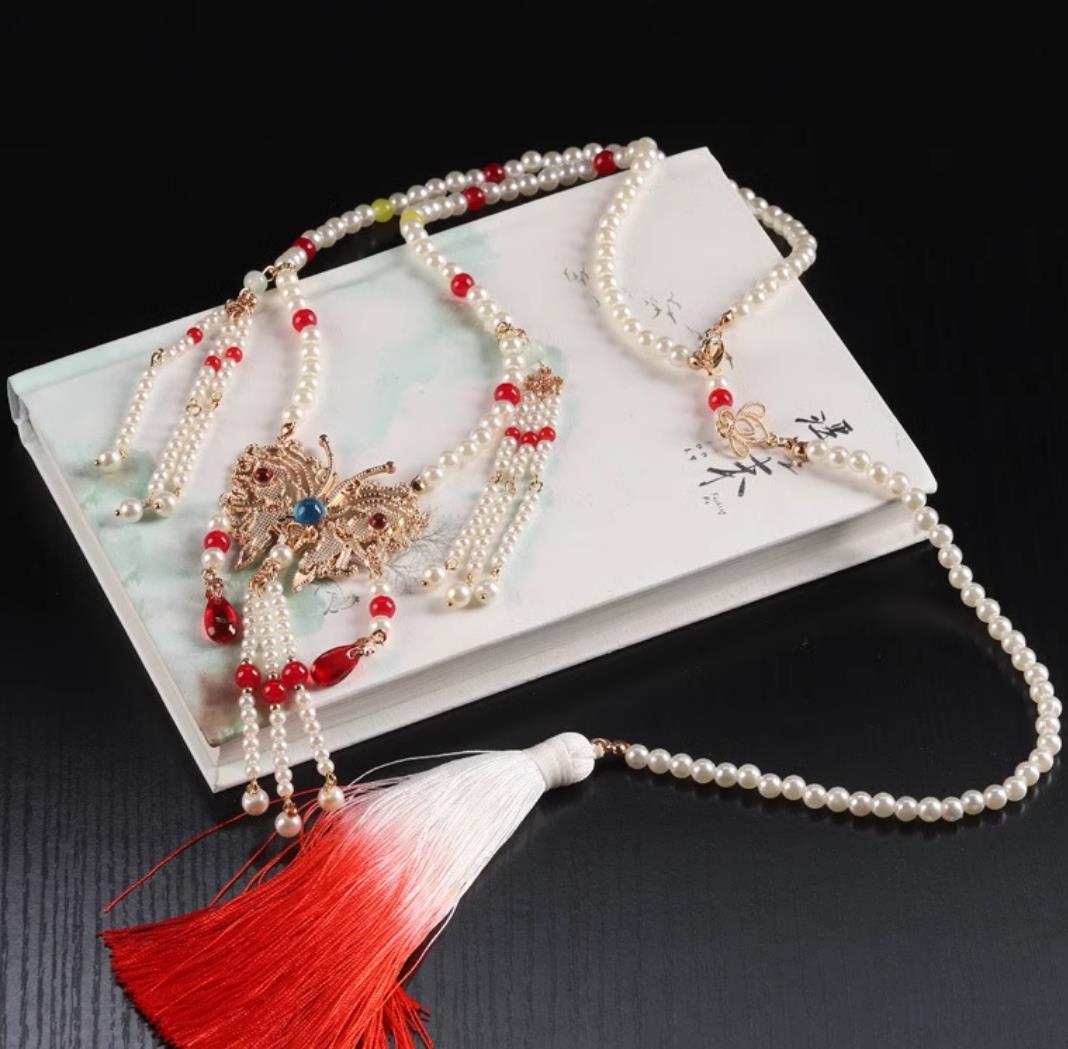 Traditional Chinese Ming Dynasty Necklet China Hanfu Hair Jewelry Handmade Ancient Princess Necklace