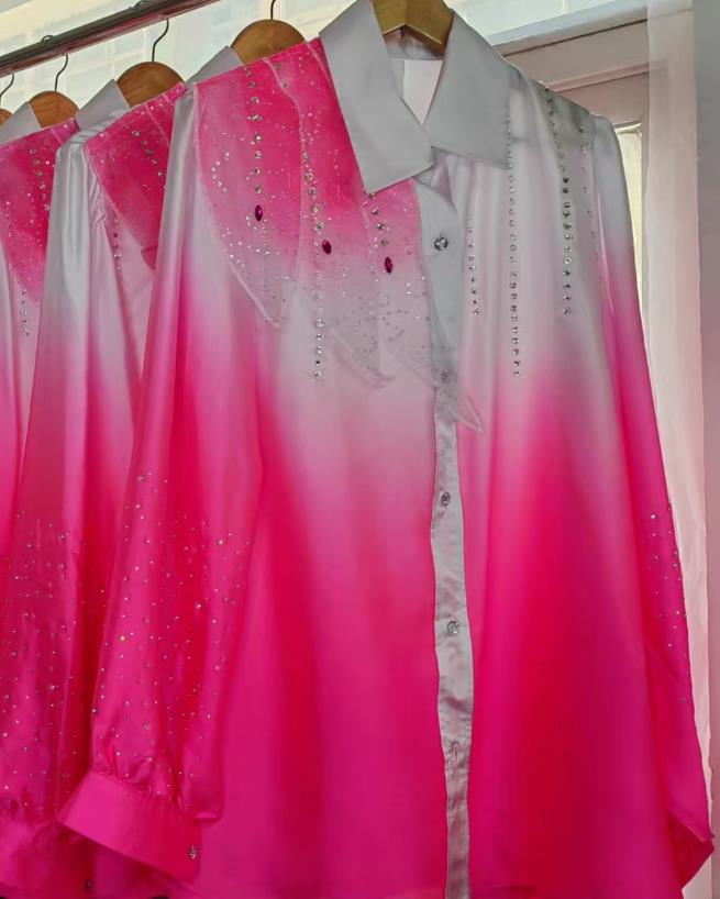 China Modern Dance Competition Pink Shirt Stage Performance Costume Chinese Spring Festival Gala Opening Dance Male Clothing