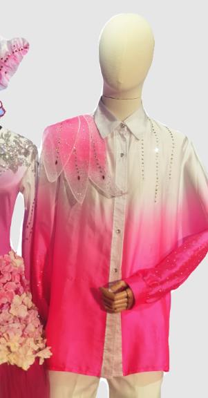 China Modern Dance Competition Pink Shirt Stage Performance Costume Chinese Spring Festival Gala Opening Dance Male Clothing