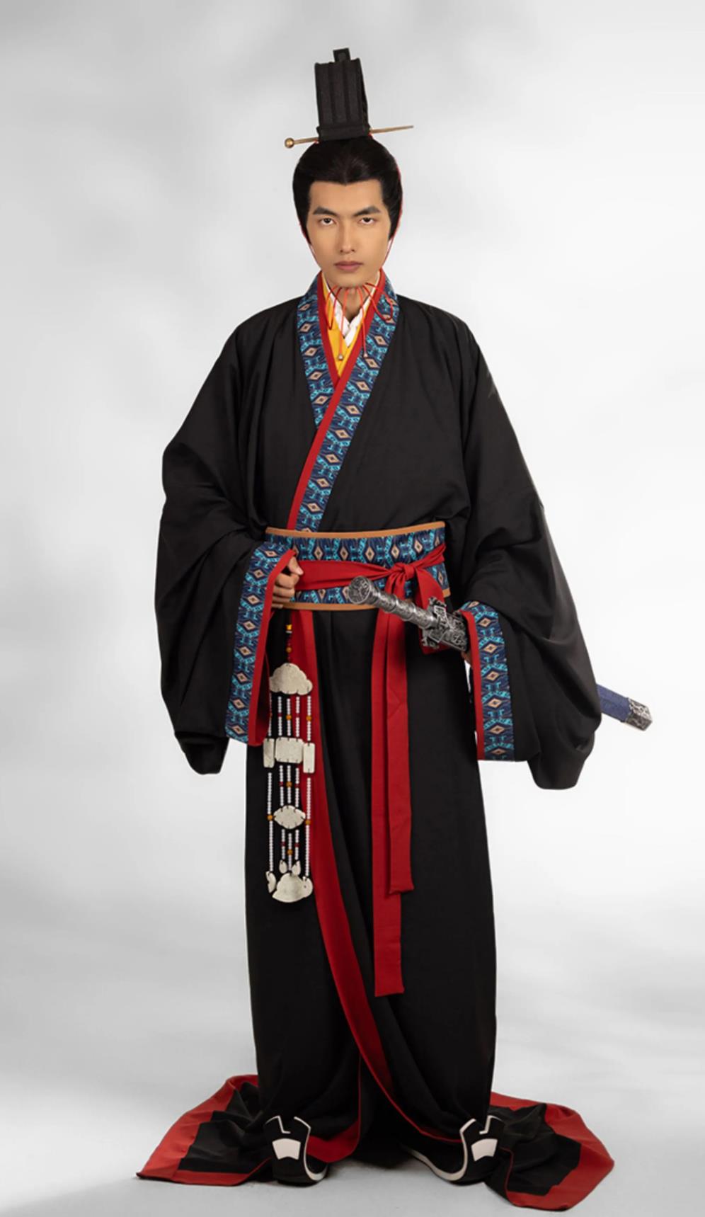 Traditional Hanfu Black Warring States Robe Ancient China Swordsman Clothing Chinese Travel Photography Hero Costume