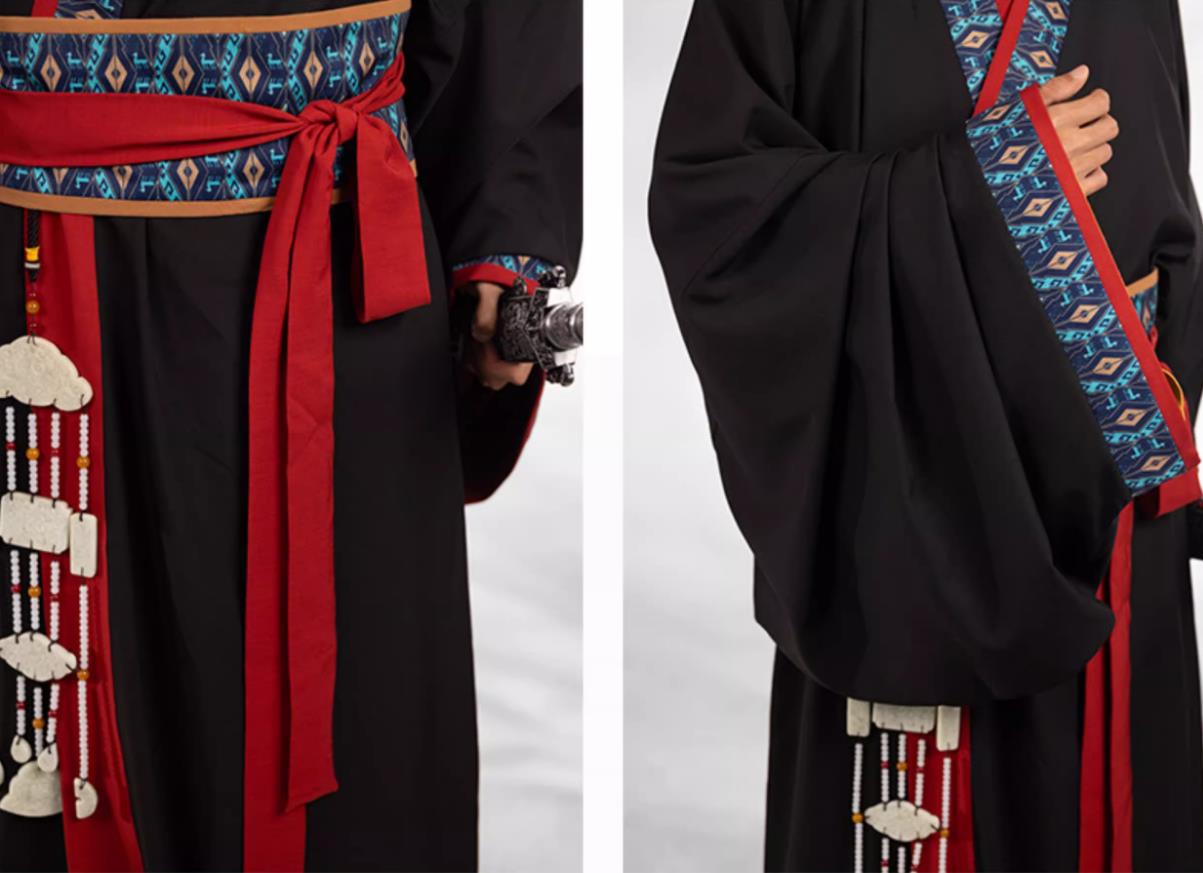 Traditional Hanfu Black Warring States Robe Ancient China Swordsman Clothing Chinese Travel Photography Hero Costume