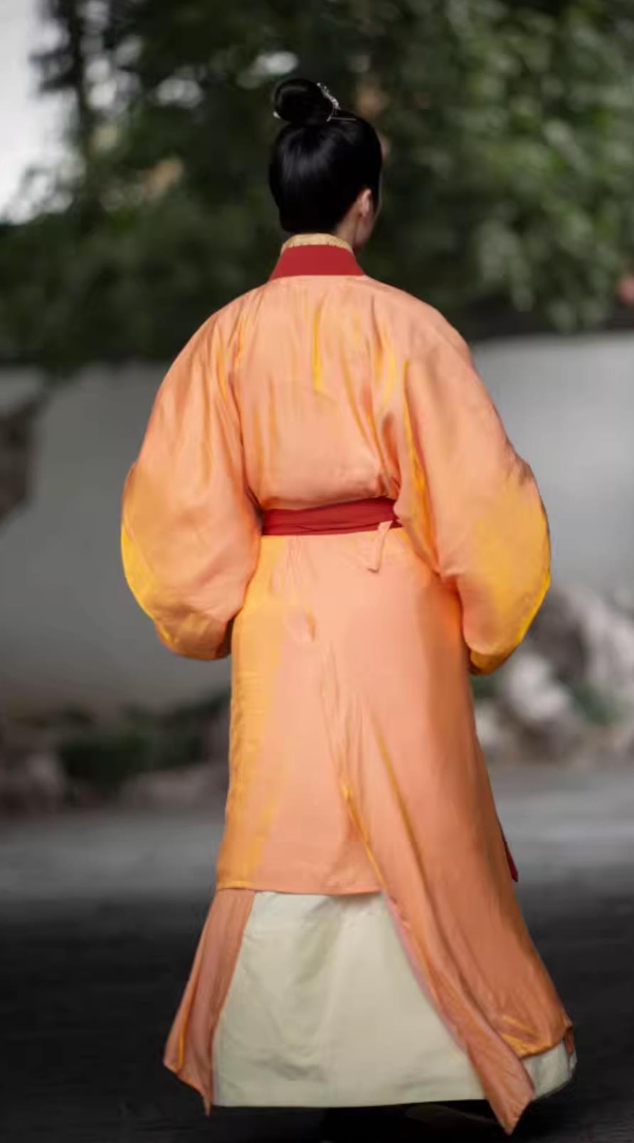 China Travel Photography Scholar Costume Traditional Orange Hanfu Robe Ancient China Young Childe Clothing
