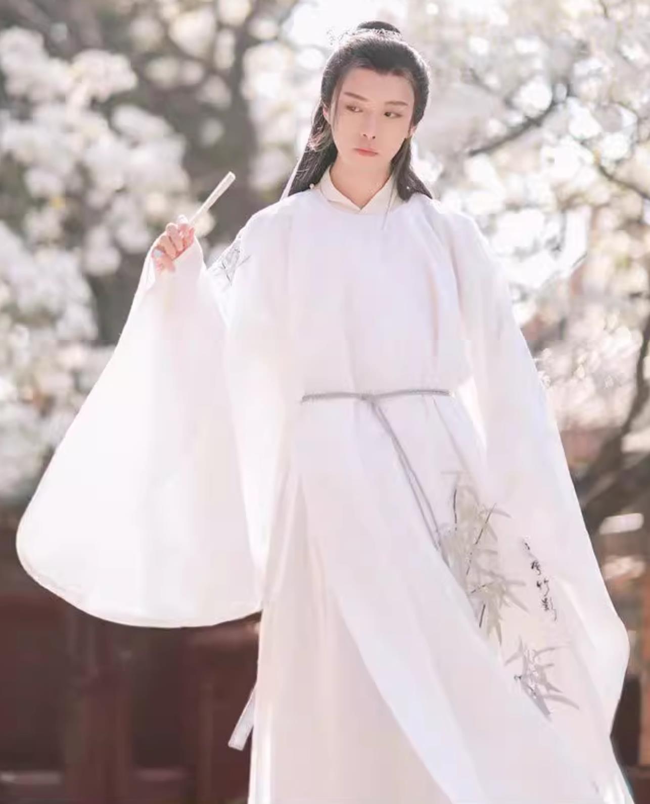 Ancient China Young Childe Clothing China Travel Photography Ming Dynasty Scholar Costume Traditional White Hanfu Robe