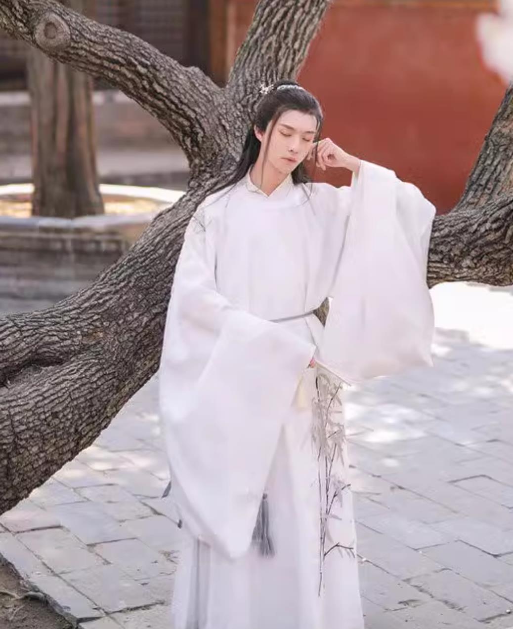 Ancient China Young Childe Clothing China Travel Photography Ming Dynasty Scholar Costume Traditional White Hanfu Robes