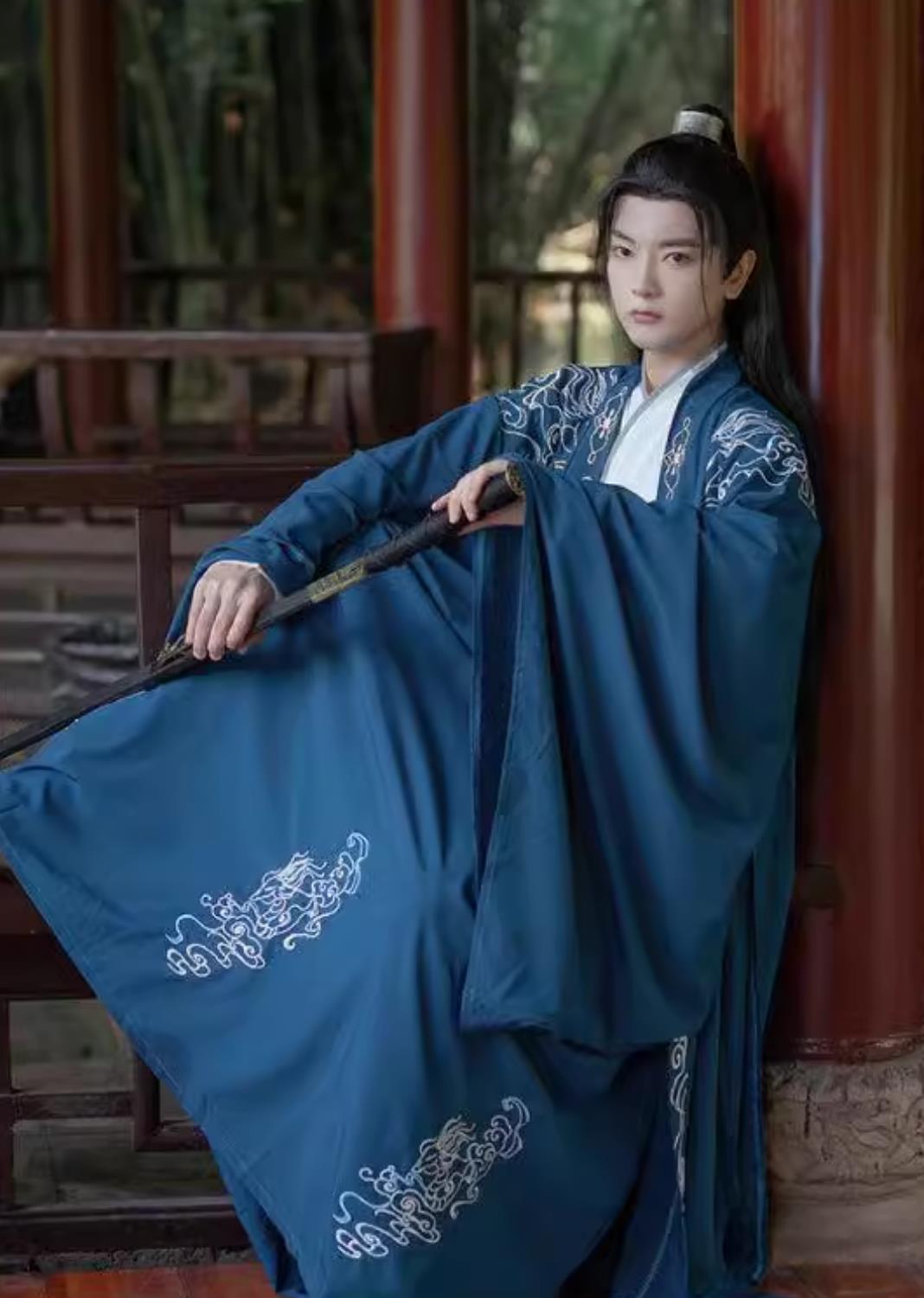 China Travel Photography Jin Dynasty Male Costume Traditional Hanfu Ancient China Wuxia Swordsman Clothing