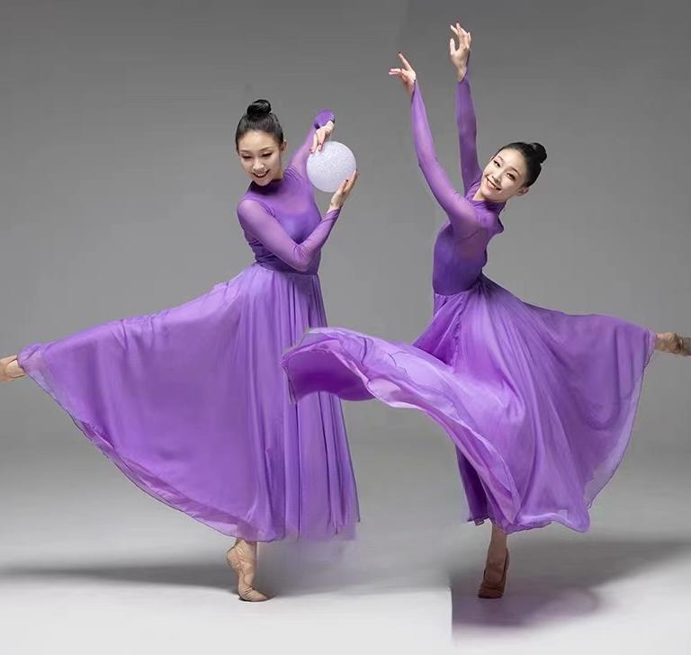 Chinese Spring Festival Gala Opening Dance Clothing Top Chorus Women Purple Dress Stage Performance Costume