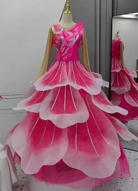 Chinese Spring Festival Gala Opening Dance Pink Flower Petal Clothing China Classical Dance Dress Women Group Stage Performance Costume