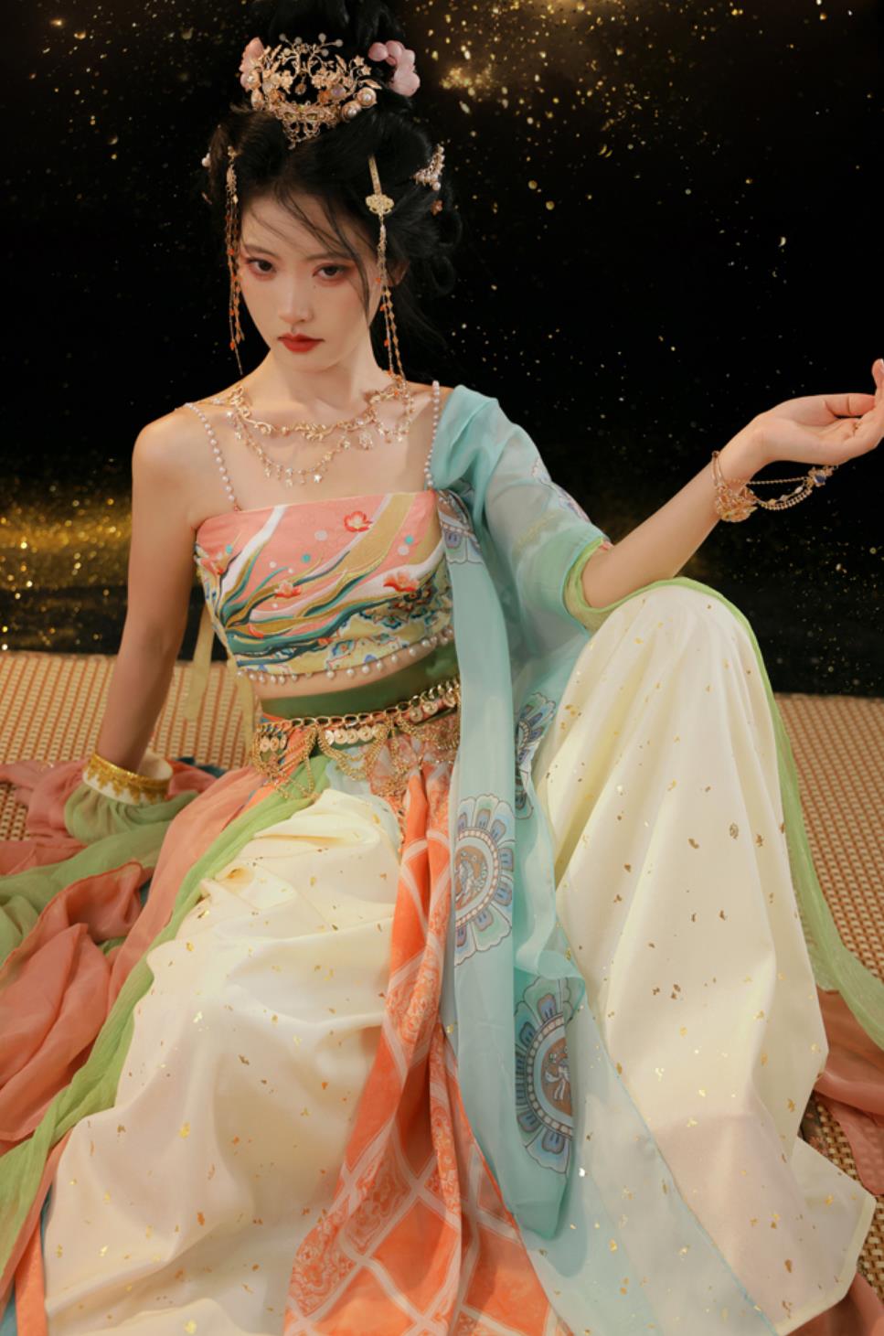 Ancient China Dunhuang Fairy Clothing Chinese Flying Apsaras Dance Costume Traditional Hanfu Tang Dynasty Dress