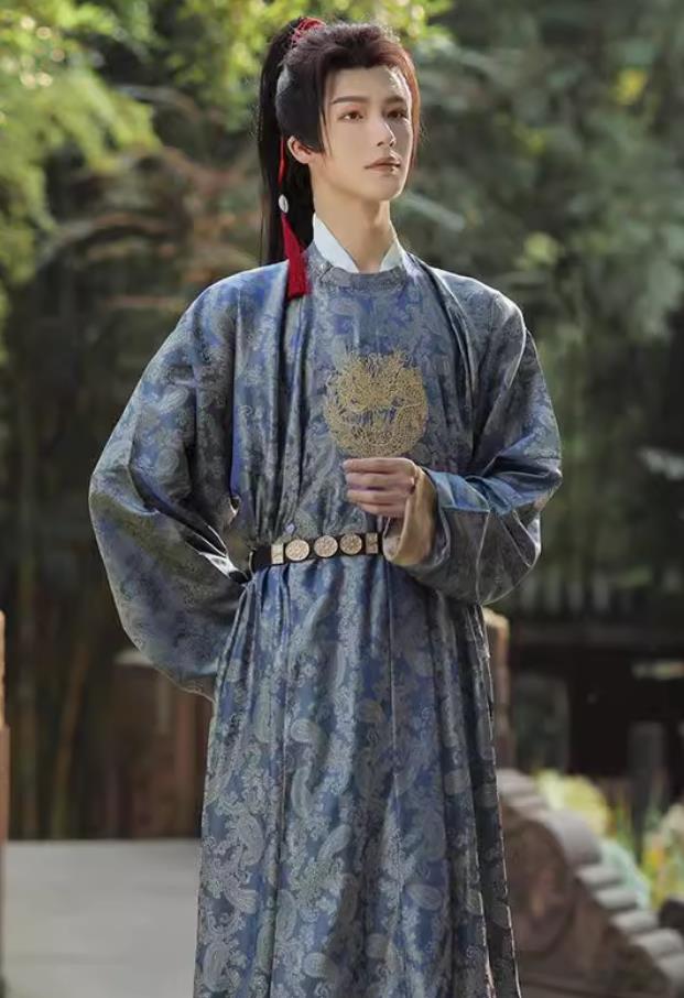 Traditional Male Hanfu Blue Outfit Ancient China Wuxia Swordsman Clothing China Tang Dynasty Royal Prince Costume