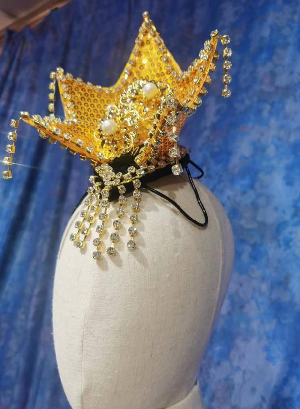 Chinese Classical Dance Hair Jewelry Top Stage Performance Headwear Handmade Korean Dance Golden Headpiece