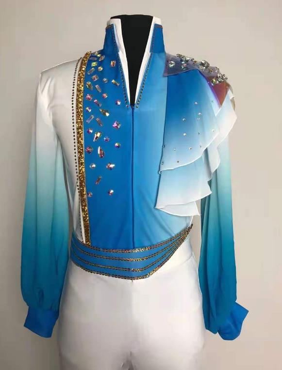 Professional Modern Dance Clothing China Spring Festival Gala Opening Dance Blue Outfit Mens Stage Performance Costume