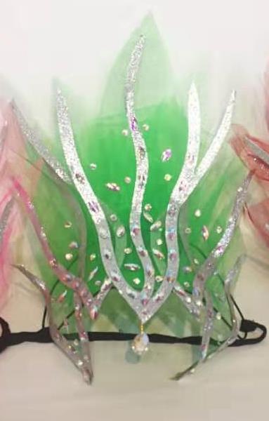 Chinese Spring Festival Gala Opening Dance Hair Jewelry Top Stage Performance Headwear Handmade Modern Dance Green Fire Headpiece