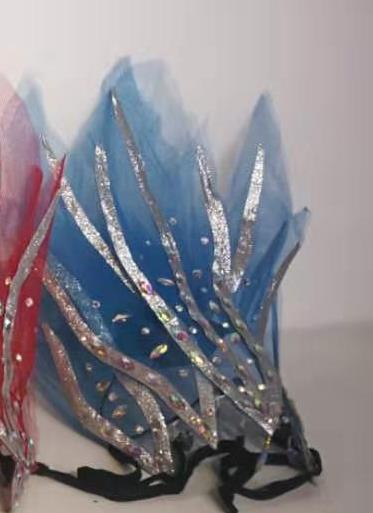Top Stage Performance Headwear Handmade Modern Dance Blue Fire Headpiece Chinese Spring Festival Gala Opening Dance Hair Jewelry
