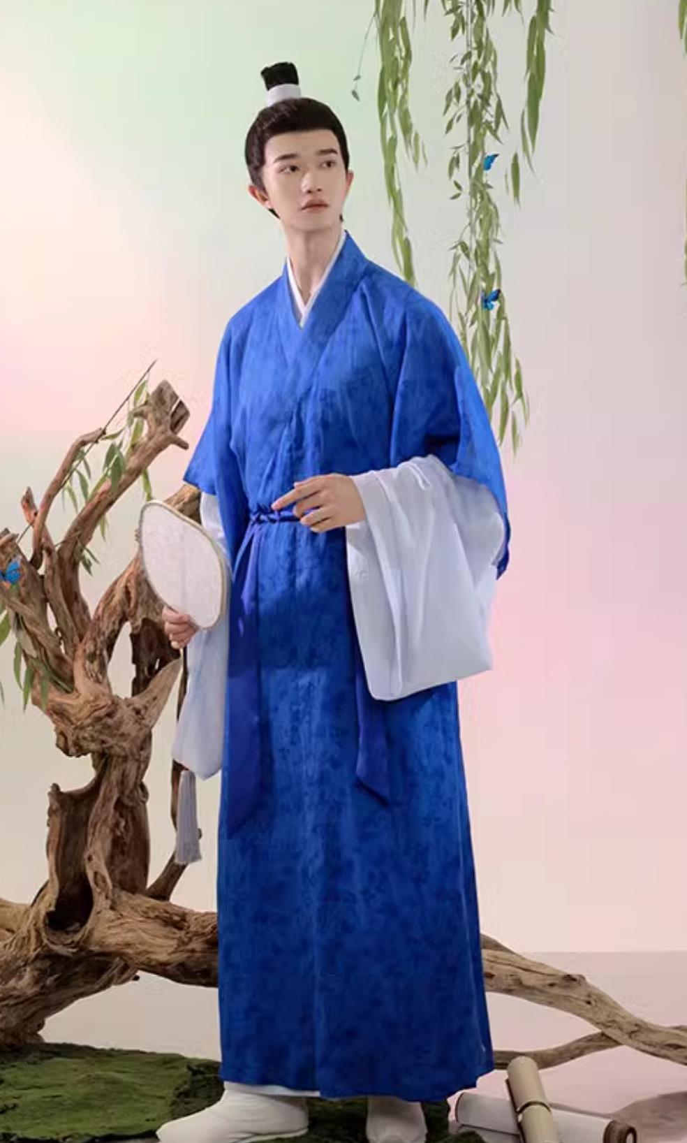 Traditional Male Hanfu Chinese Song Dynasty Scholar Long Vest and Robe Ancient China Young Man Clothing