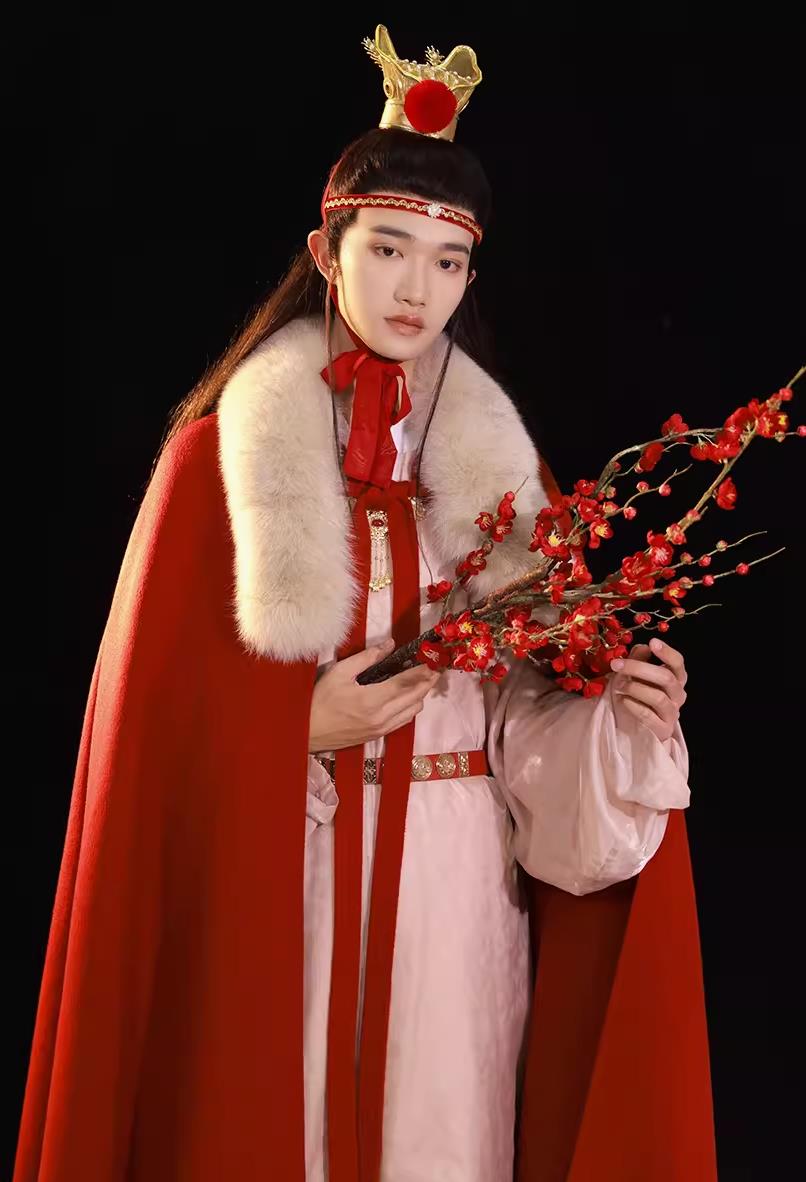 Ancient China Royal Prince Clothing China Traditional Male Hanfu Cape Chinese Ming Dynasty Childe Jia Baoyu Red Cloak
