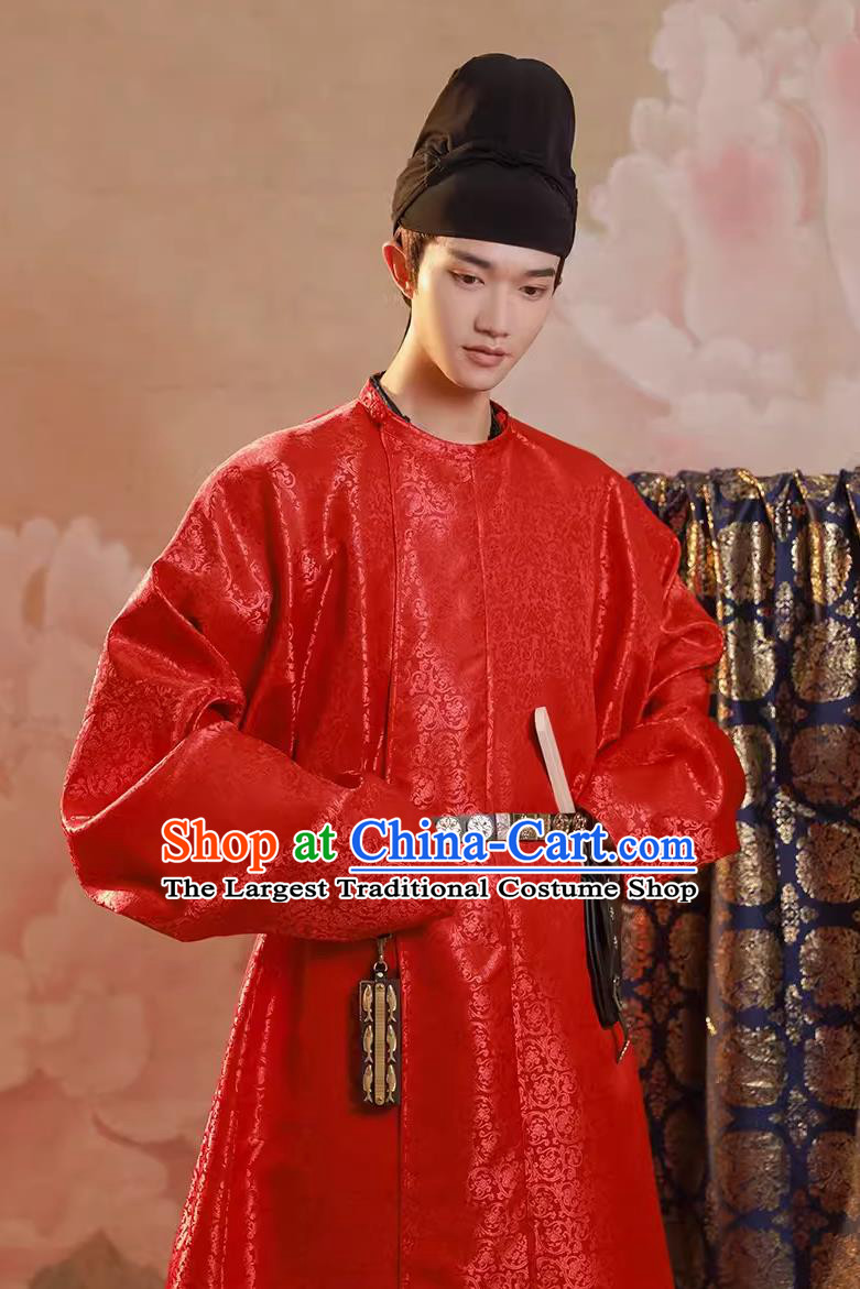 Chinese Tang Dynasty Childe Red Robe Ancient China Swordsman Clothing China Traditional Male Hanfu
