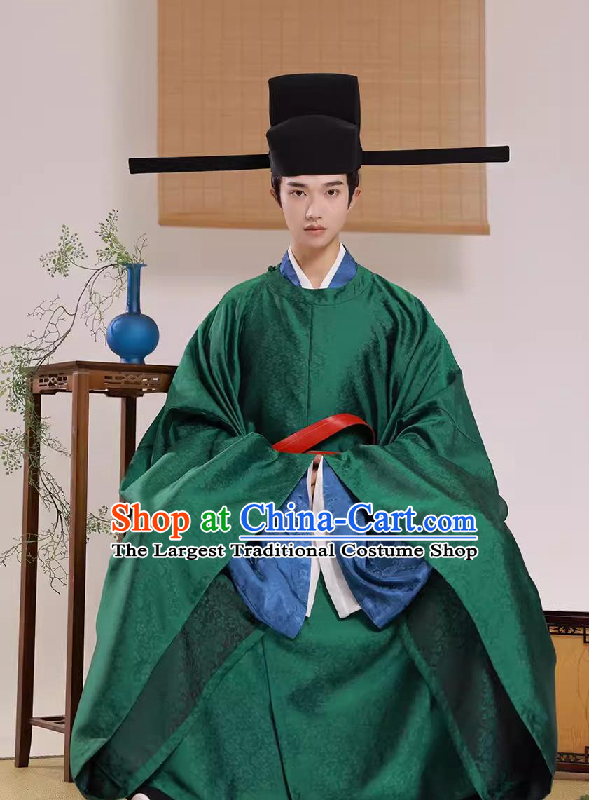 China Traditional Hanfu Green Official Robe Chinese Song Dynasty Minister Attire Ancient China Clothing