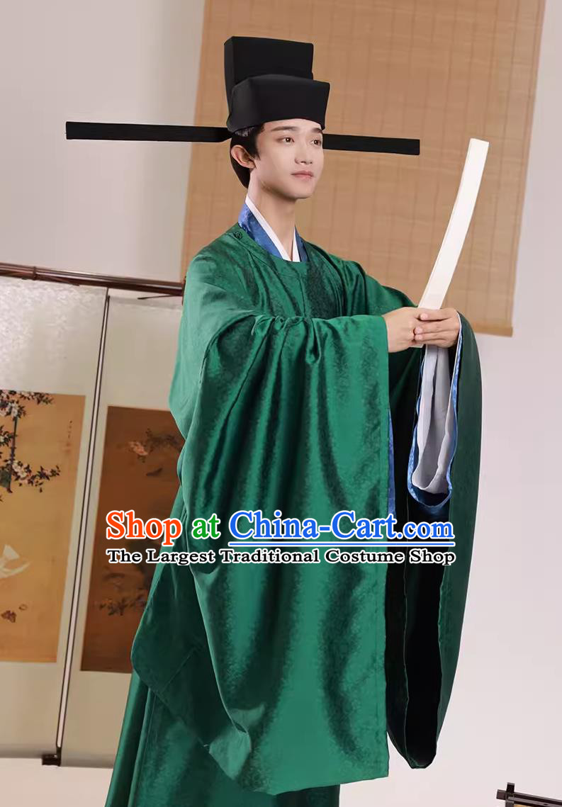 China Traditional Hanfu Green Official Robe Chinese Song Dynasty Minister Attire Ancient China Clothing