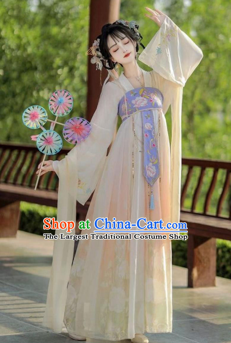 Traditional Hanfu Ruqun Chinese Tang Dynasty Young Lady Costume Ancient China Woman Clothing