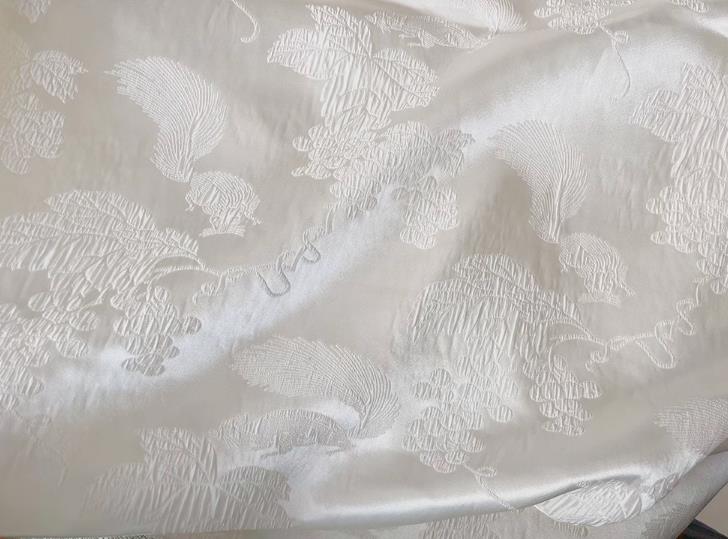 Chinese Qipao Fabric Classical Squirrel Grape Pattern Jacquard Material Traditional Design White Satin